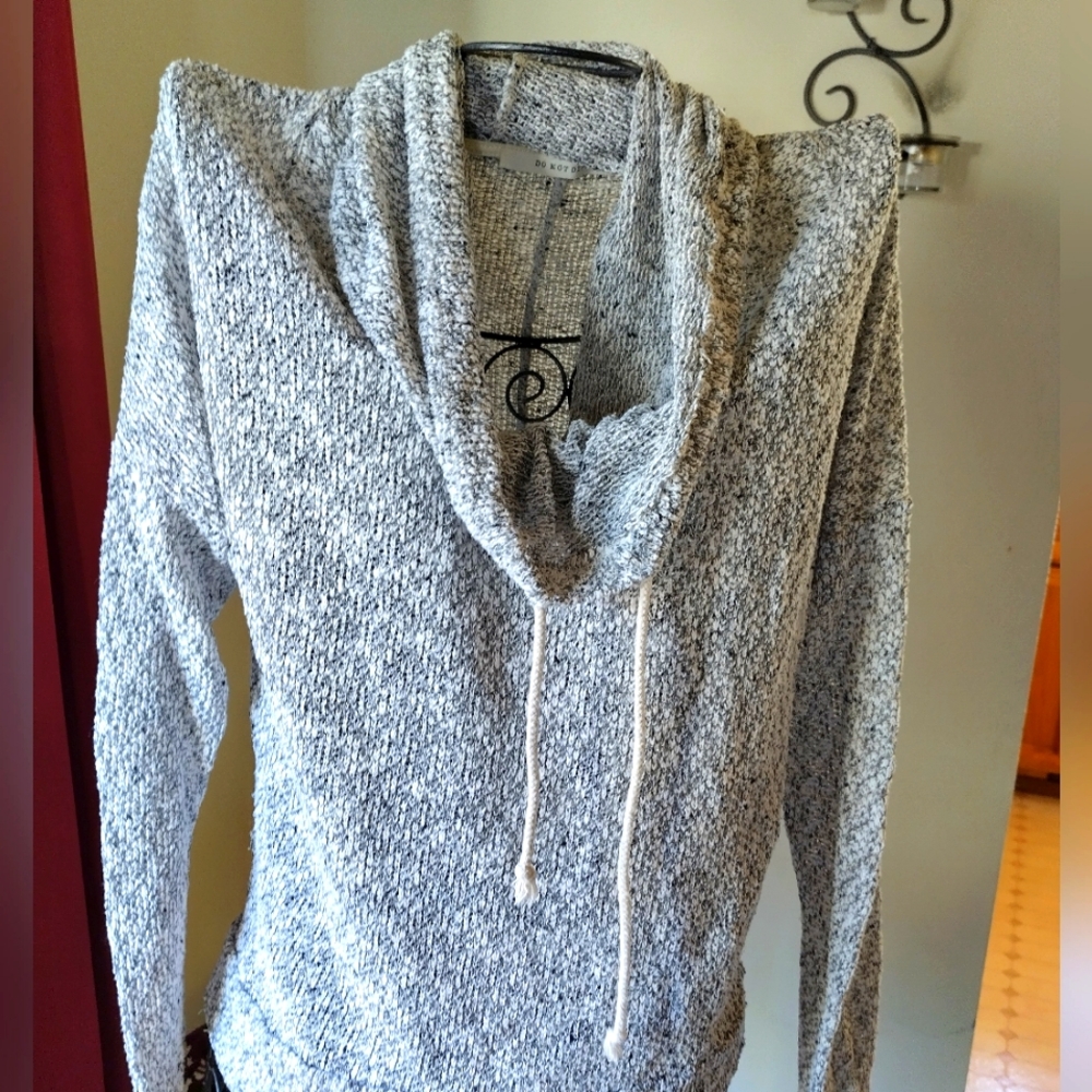 Women's cowl neck grey knit sweater. Size small.